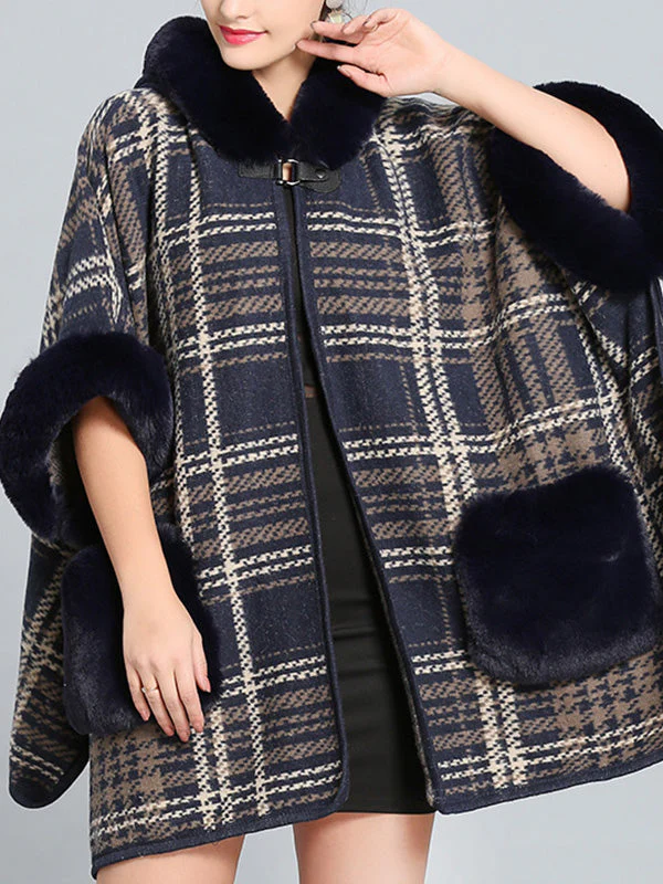 Feeling Fluffery Plaid Print Plus Size Cape Cardigan - Image 7