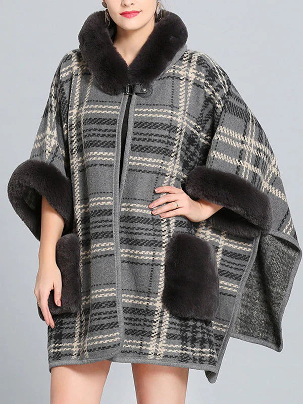 Feeling Fluffery Plaid Print Plus Size Cape Cardigan - Image 8