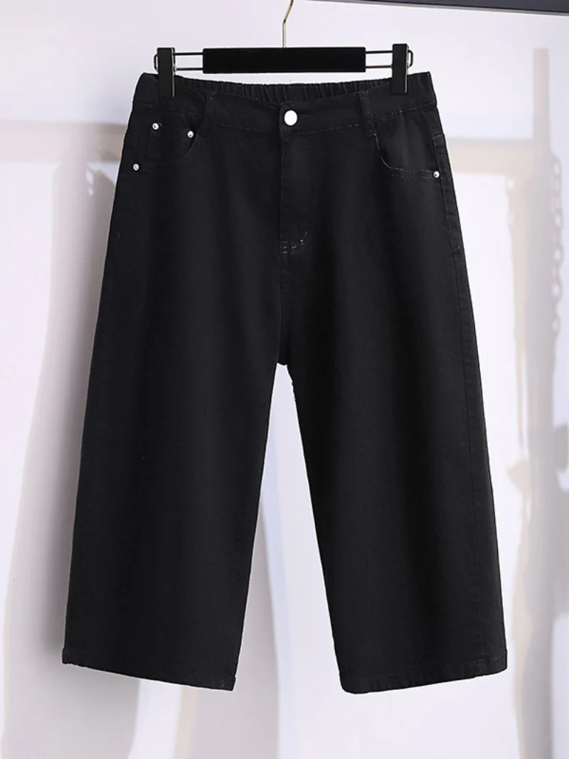 denim pants high waist thin loose straight elastic wide leg bottom - Image 4