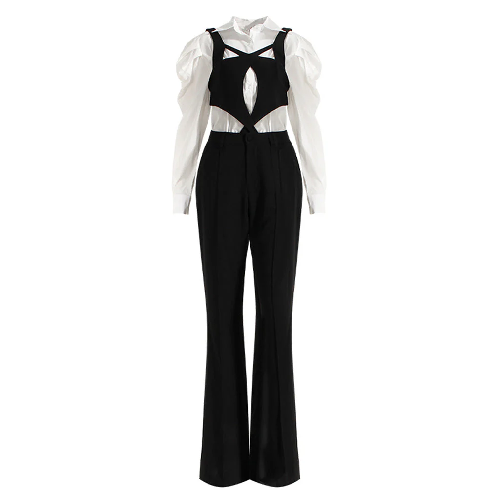 FeMinine Folded Collar Balloon Sleeve Button Down Blouse - Image 4