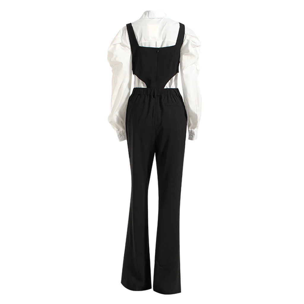 FeMinine Folded Collar Balloon Sleeve Button Down Blouse - Image 5