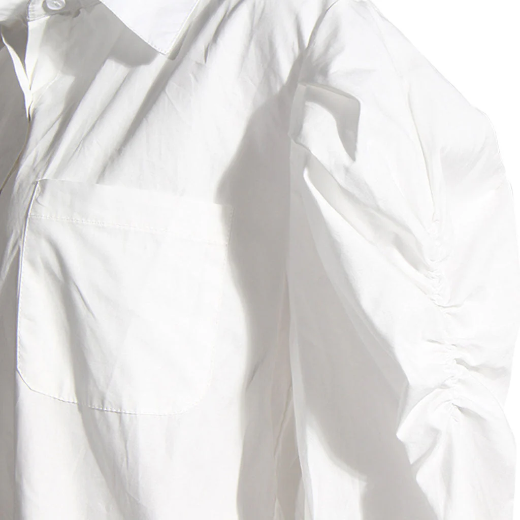 FeMinine Folded Collar Balloon Sleeve Button Down Blouse - Image 6