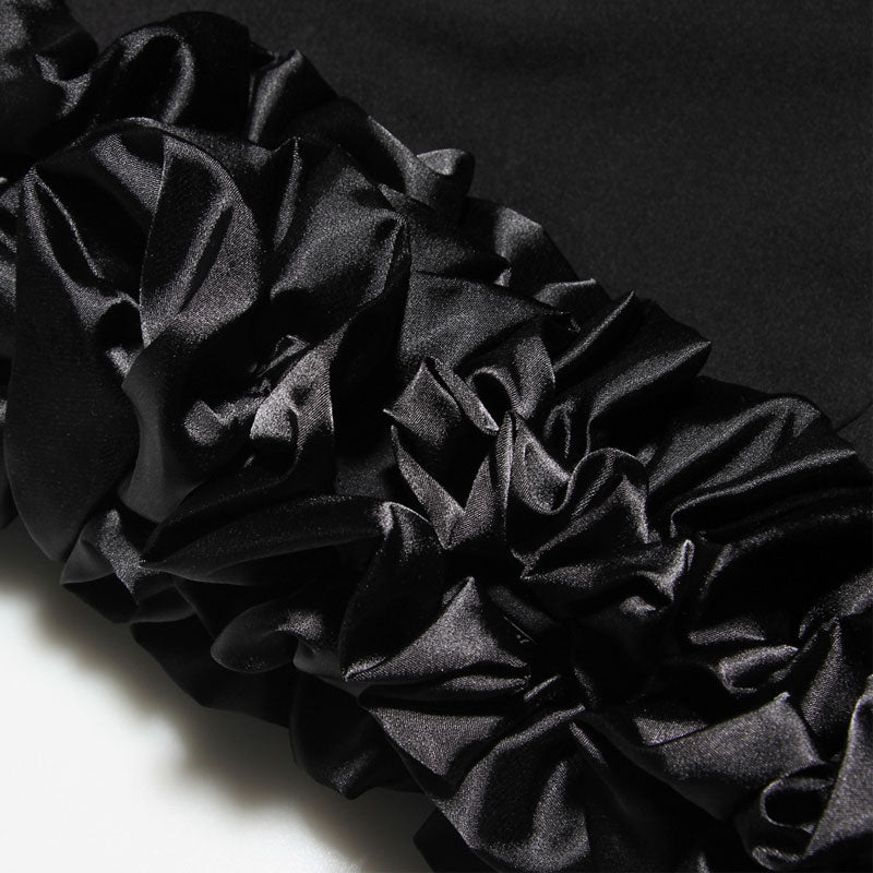 FeMinine Ruffled Trim Square Neck Suspender Strap Bodycon Mini Dress - Black - Image 6