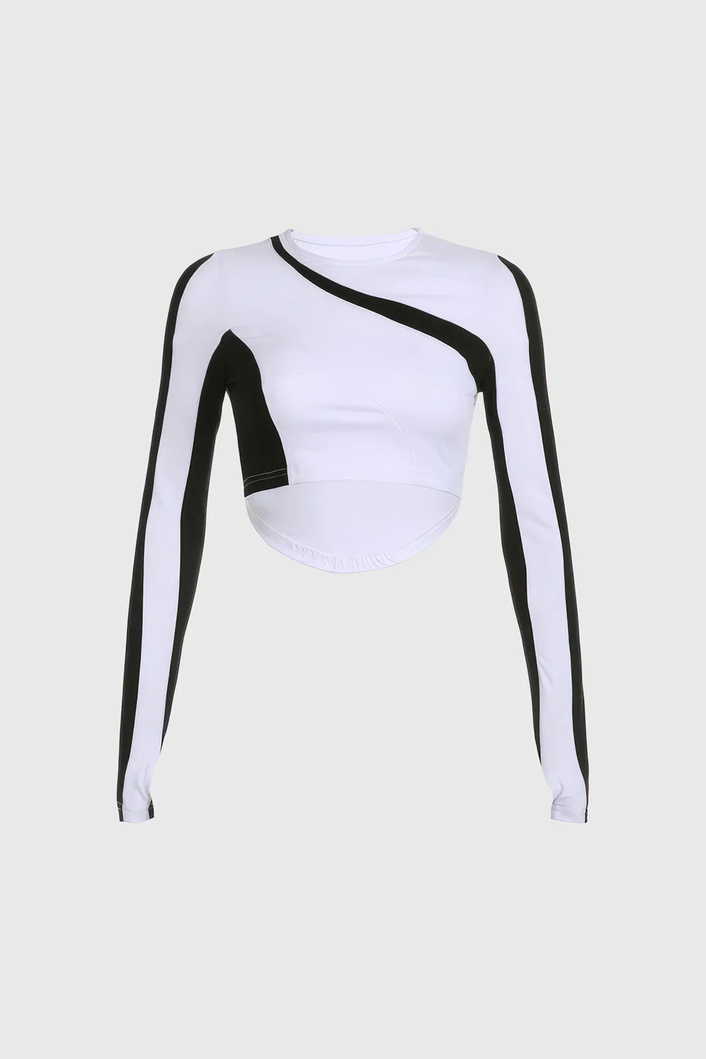 Fitted Casual Long Sleeve Top - White - Image 2