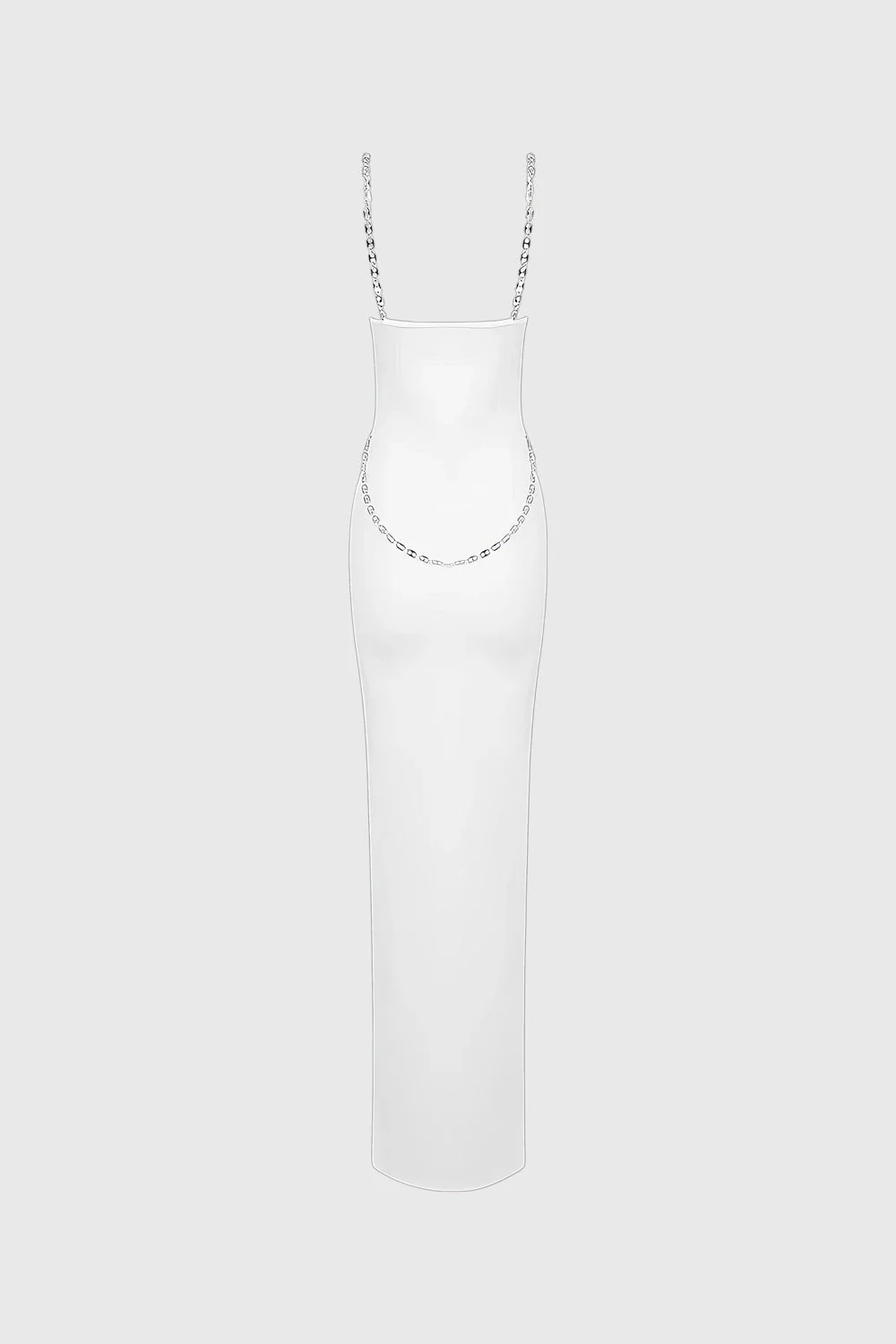 Fitted Midi Dress with Waist Chains - White - Image 3