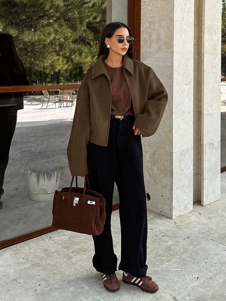 Flap collar zipper wool coat - Image 3