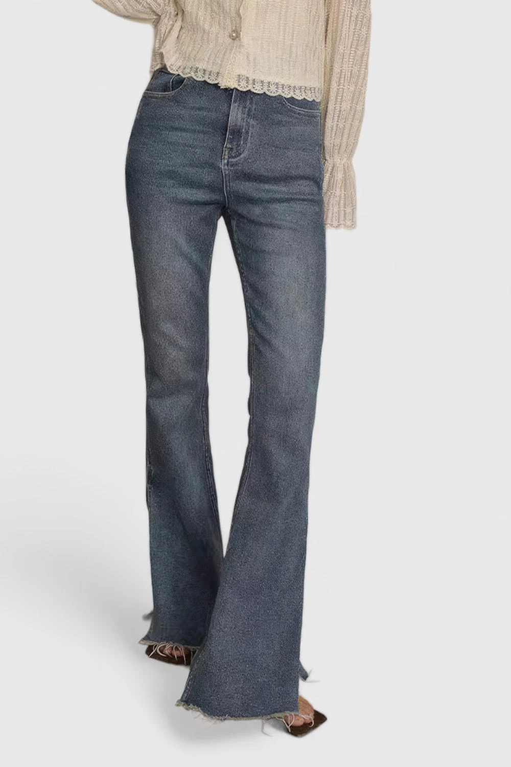 Flared Slim Jeans - Blue - Image 2