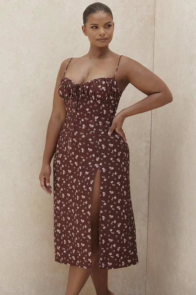 Floral Bustier Midi Dress - Image 2