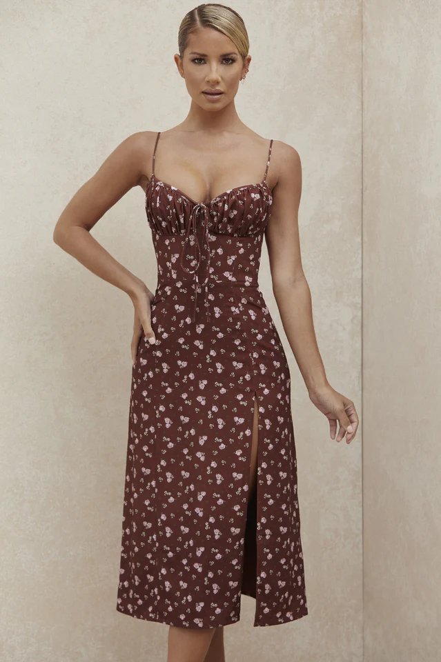Floral Bustier Midi Dress - Image 3