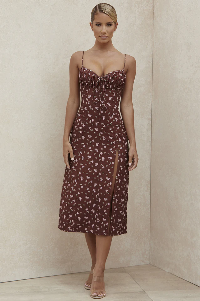 Floral Bustier Midi Dress - Image 4