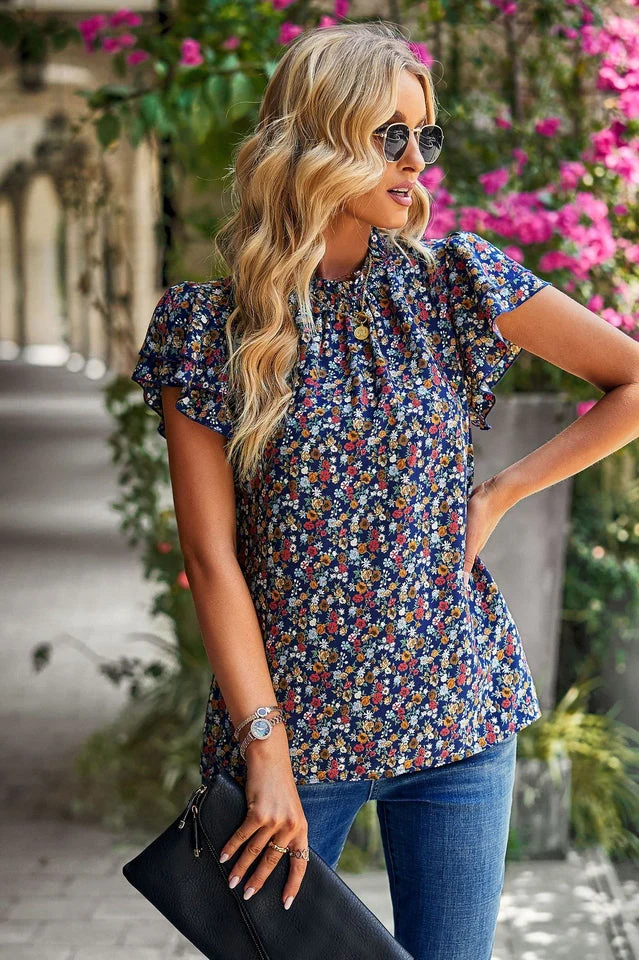 Floral Flutter Sleeve Top - Image 12