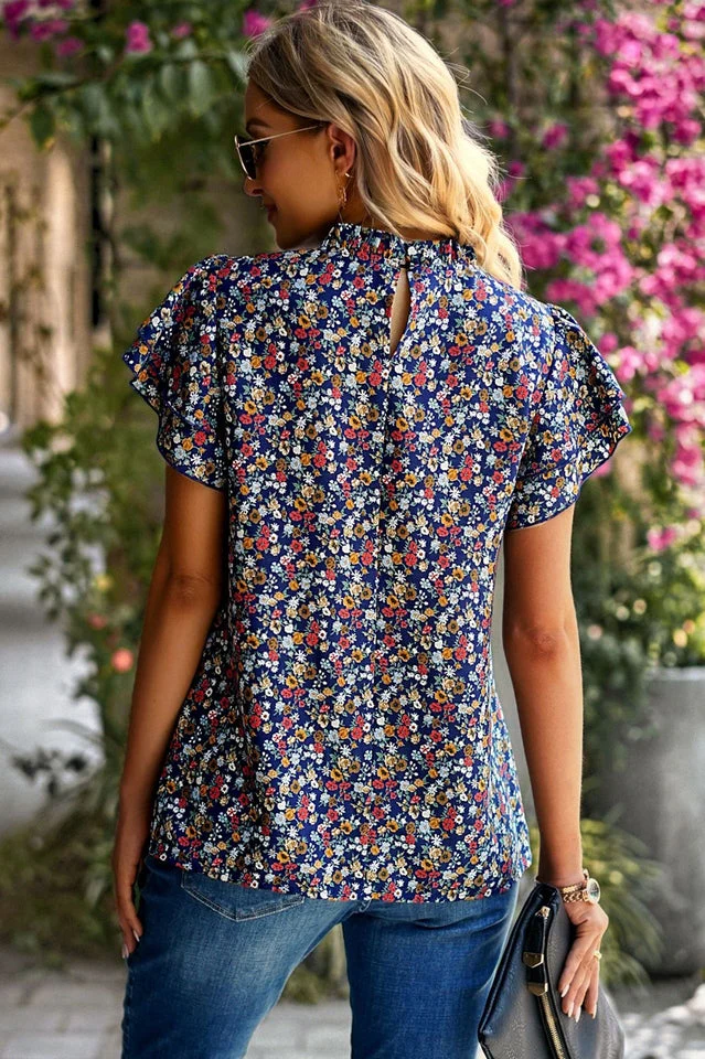Floral Flutter Sleeve Top - Image 14