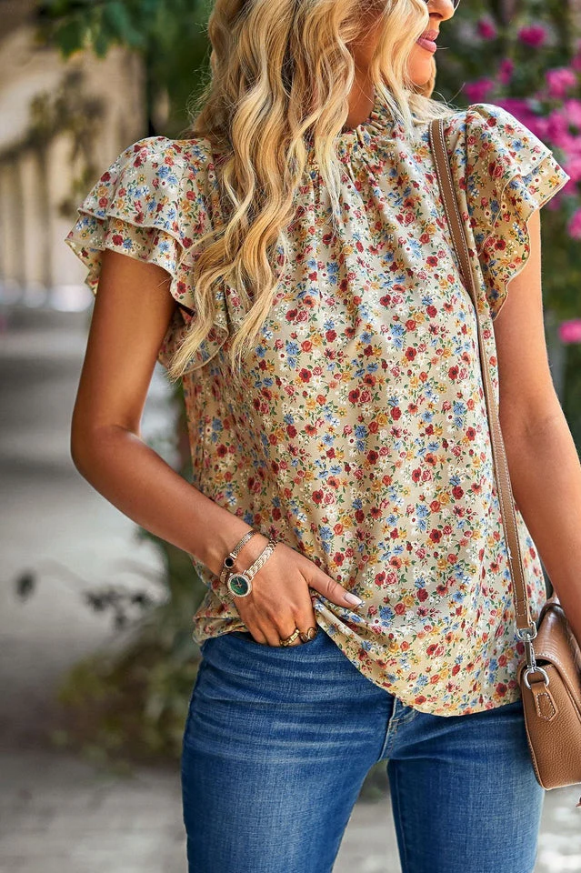 Floral Flutter Sleeve Top - Image 5