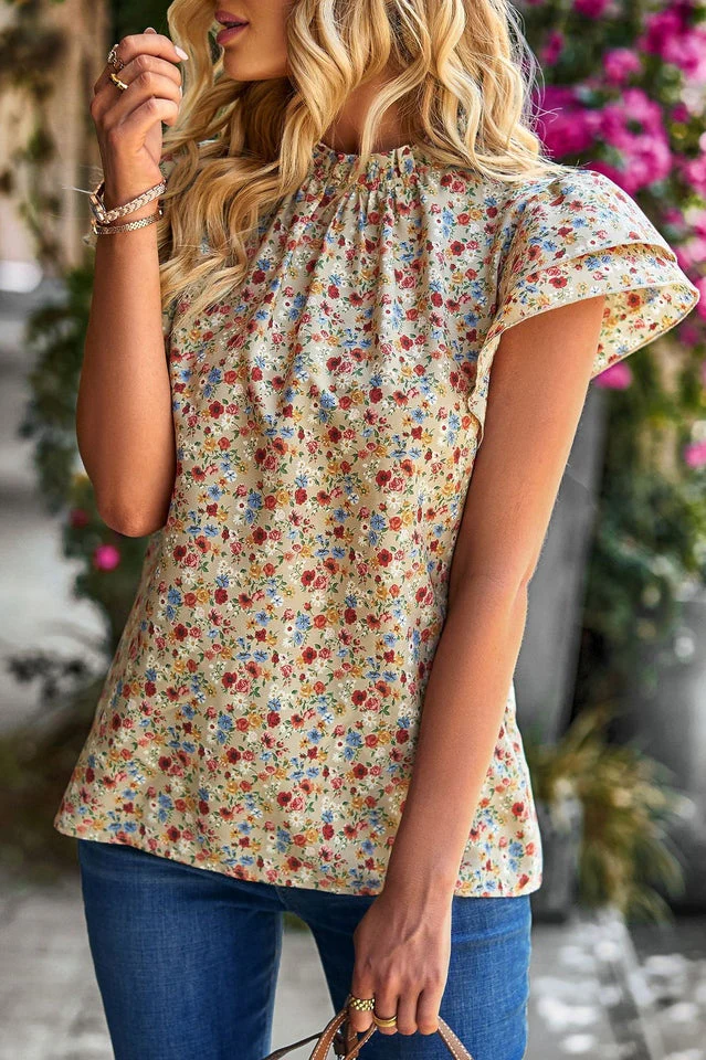 Floral Flutter Sleeve Top - Image 6