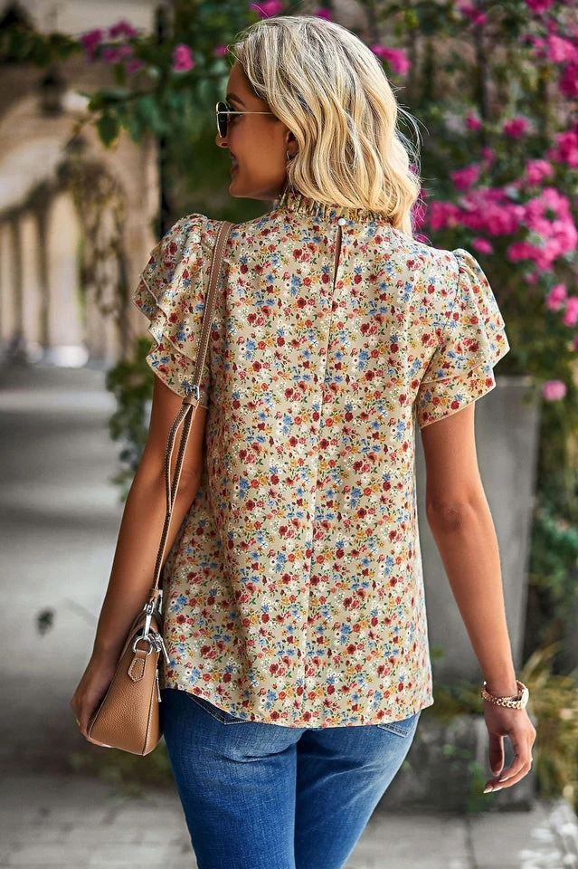 Floral Flutter Sleeve Top - Image 7