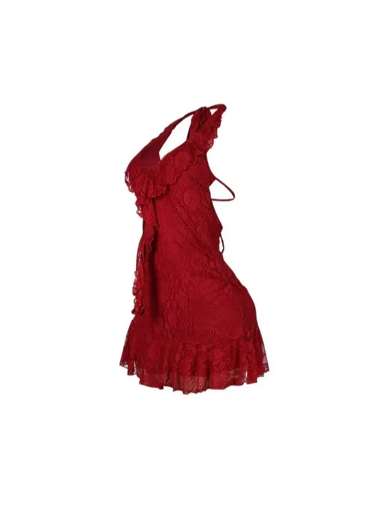 Floral Lace Dress With Flowing Ribbons - Image 2