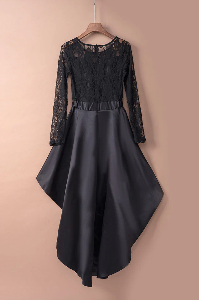 Floral Lace Satin Maxi Prom Dress - Image 10