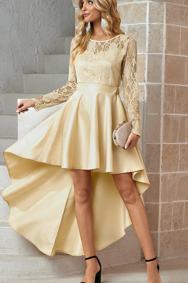 Floral Lace Satin Maxi Prom Dress - Image 11