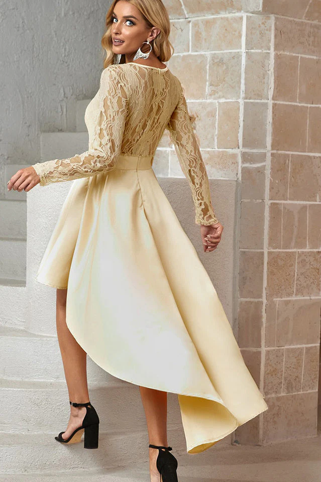 Floral Lace Satin Maxi Prom Dress - Image 12