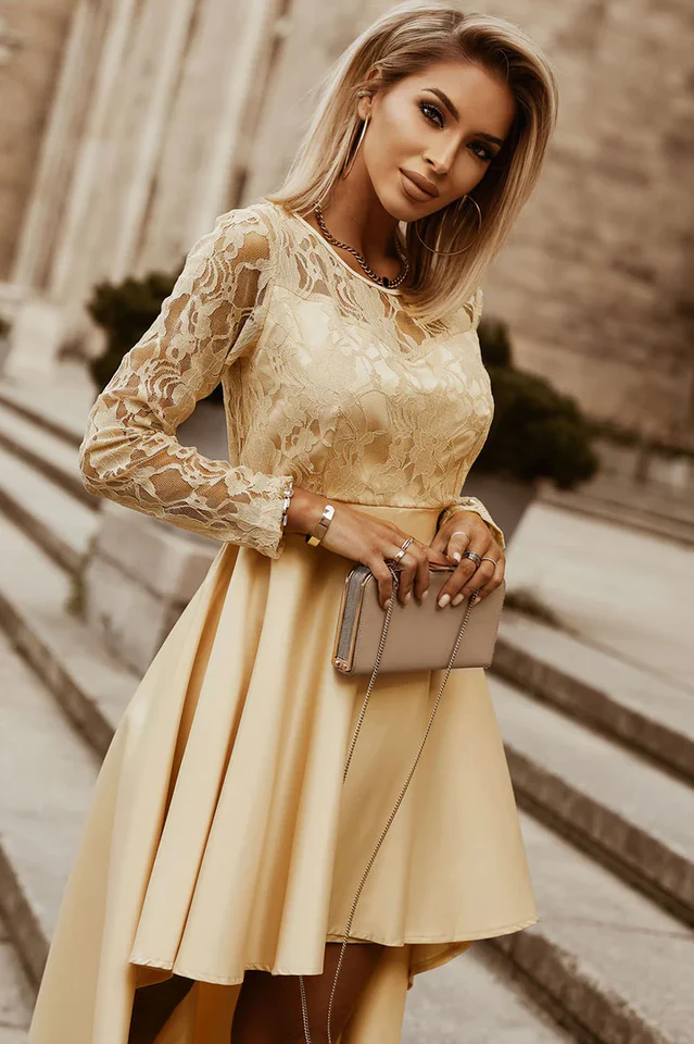 Floral Lace Satin Maxi Prom Dress - Image 13