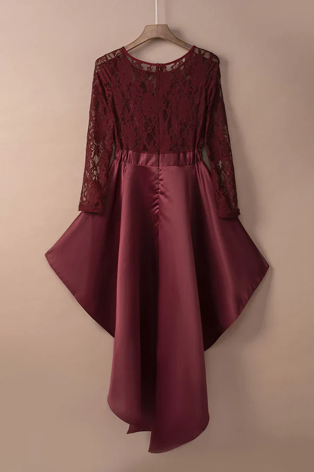 Floral Lace Satin Maxi Prom Dress - Image 18