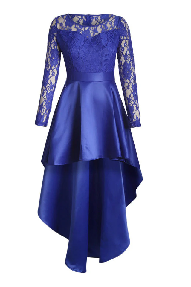Floral Lace Satin Maxi Prom Dress - Image 20