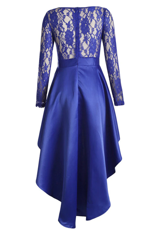 Floral Lace Satin Maxi Prom Dress - Image 21