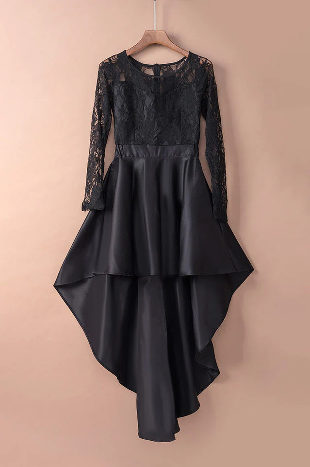 Floral Lace Satin Maxi Prom Dress - Image 9