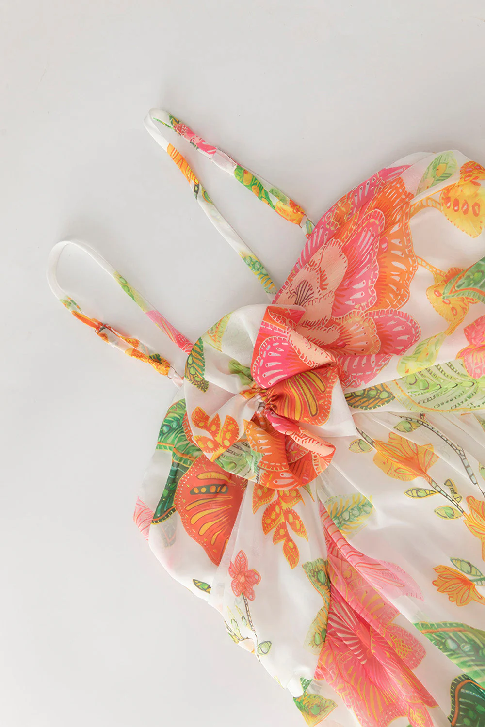 Floral Maxi Dress with Halter Neck - White - Image 3