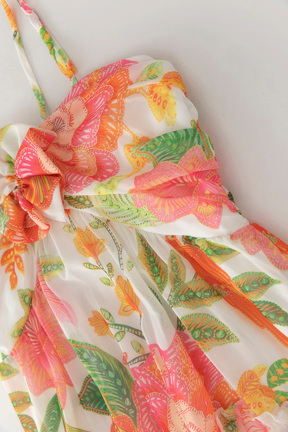Floral Maxi Dress with Halter Neck - White - Image 4