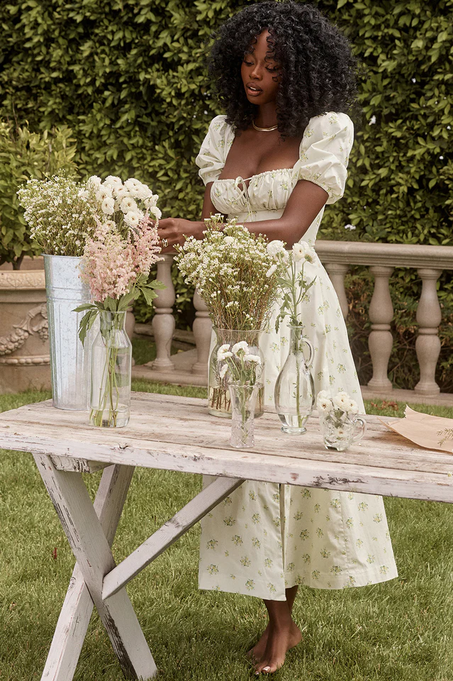 Floral Puff Sleeve Boho Midi Dress - Image 5