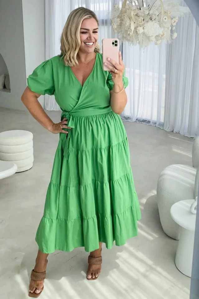 Floral Tiered Surplice Dress - Image 11
