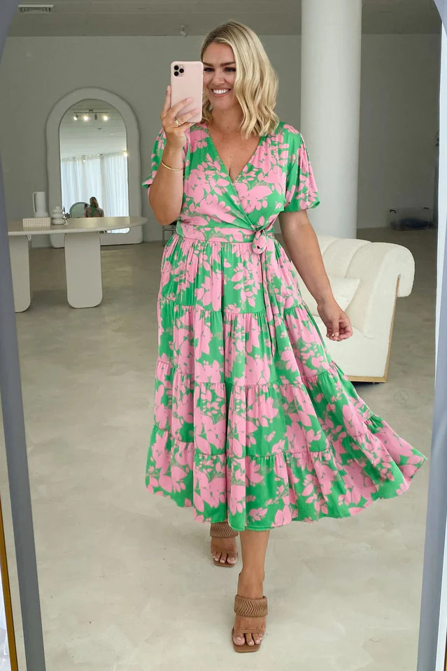 Floral Tiered Surplice Dress - Image 6