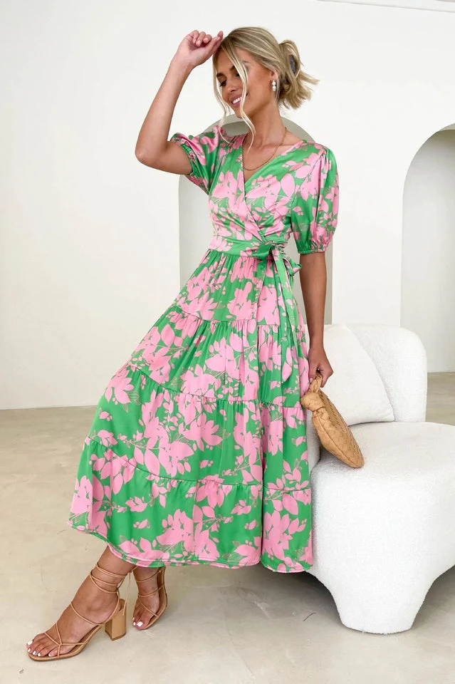 Floral Tiered Surplice Dress - Image 7