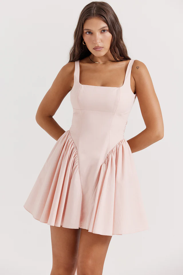 Floriane Peach Bow Mini Dress - Image 2