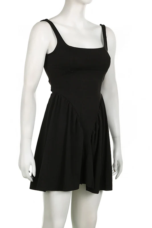 Floriane Peach Bow Mini Dress - Black - Image 5