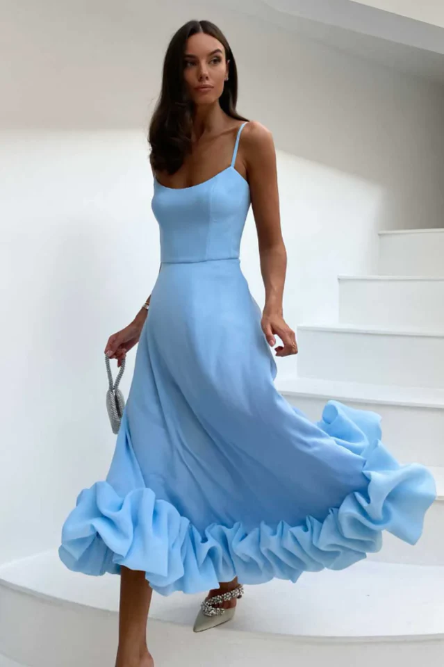 Flounce Bustier Midi Dress - Image 4