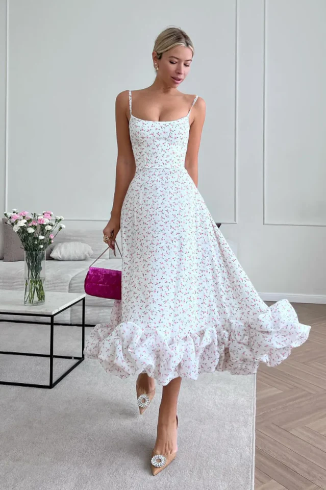 Flounce Bustier Midi Dress - Image 9