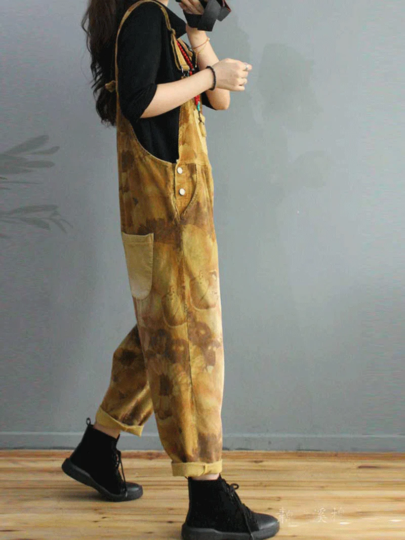 Foggy Season Cotton Tie-Dye Print Overall Dungaree - Image 4