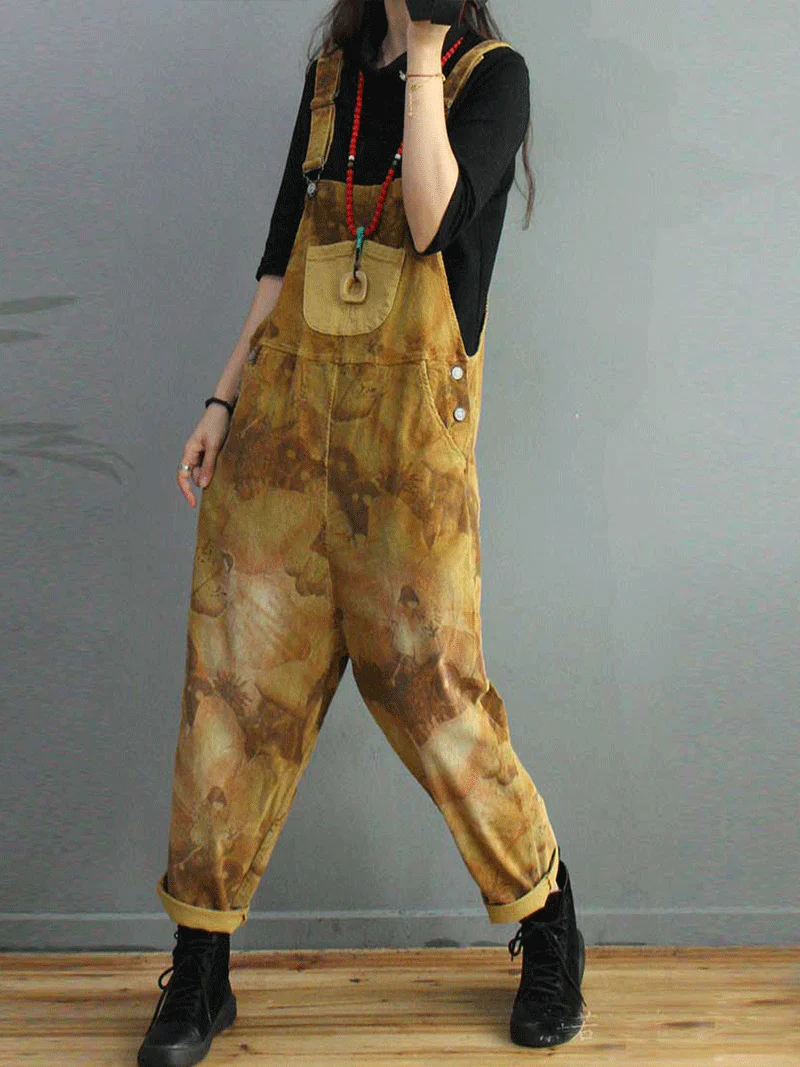 Foggy Season Cotton Tie-Dye Print Overall Dungaree - Image 5