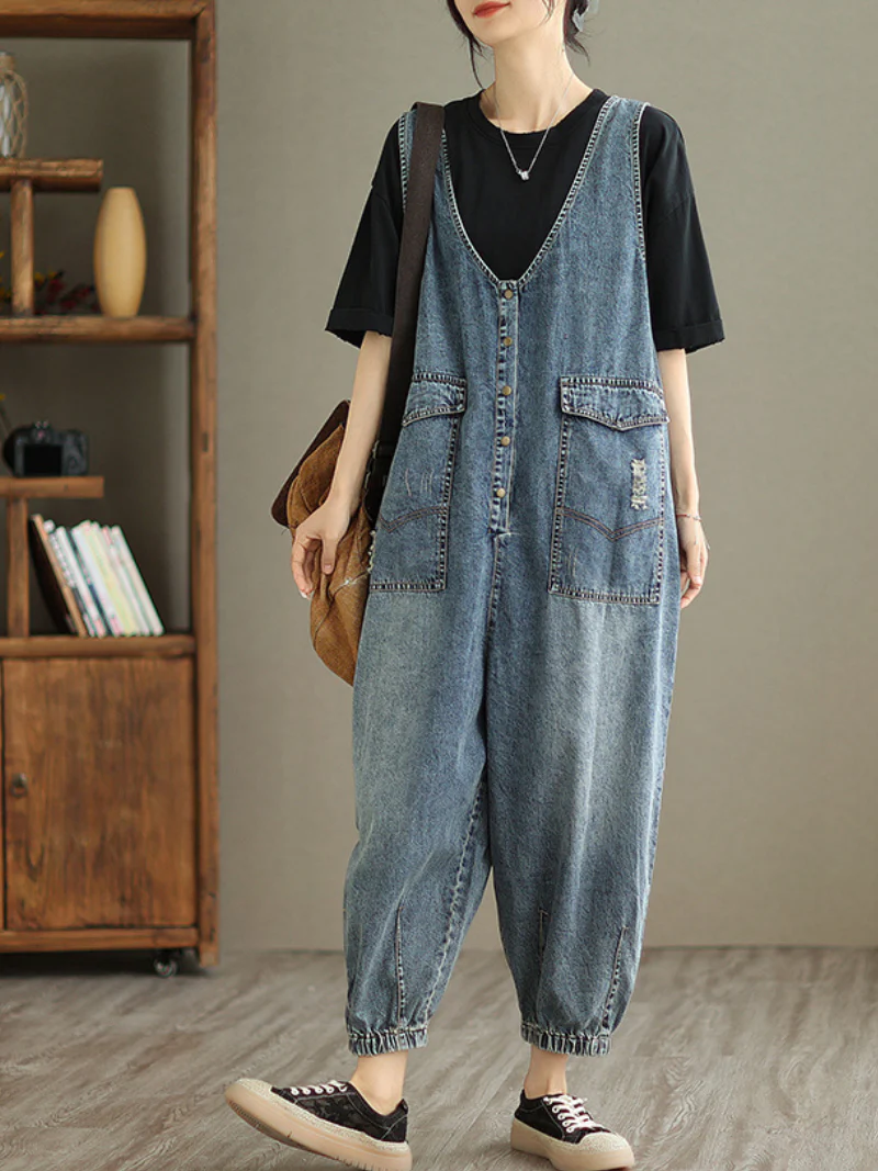 Foggy Season Denim High Waist Jumpsuit - Image 2