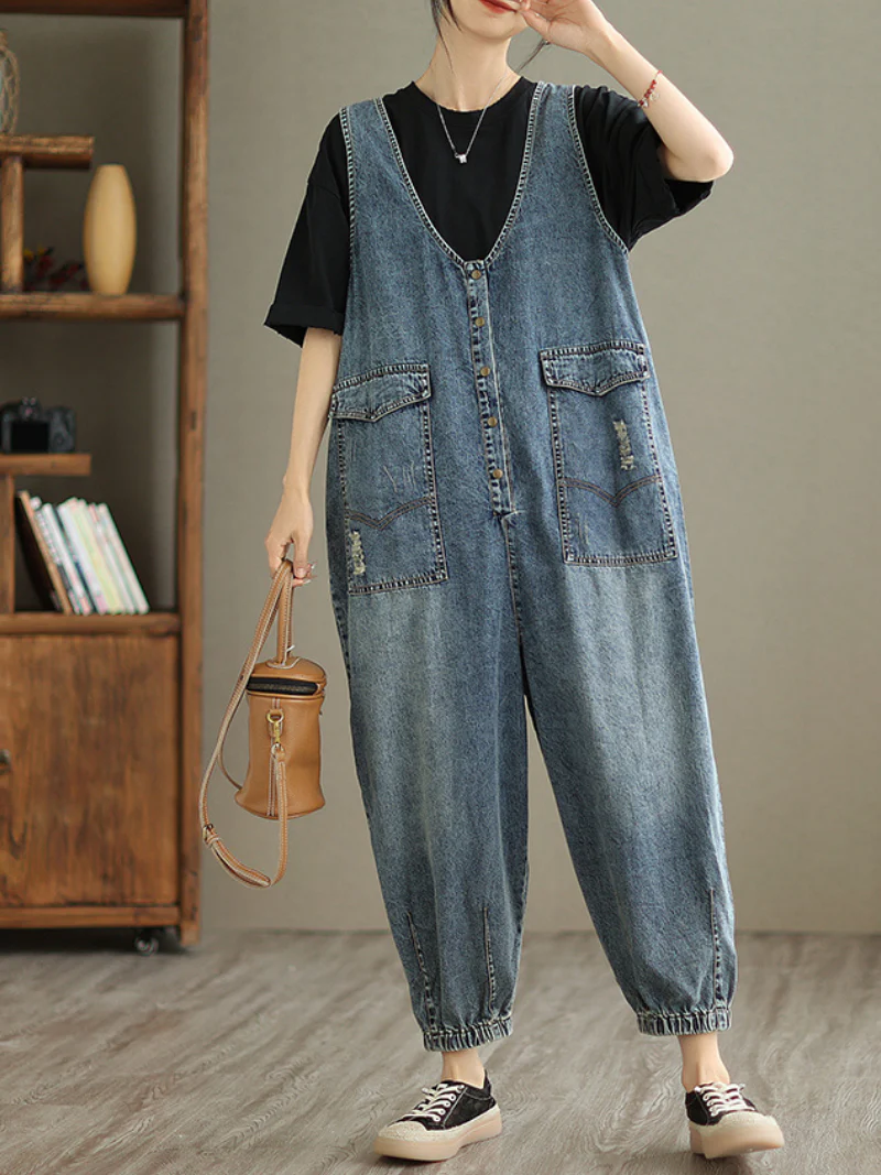 Foggy Season Denim High Waist Jumpsuit - Image 3