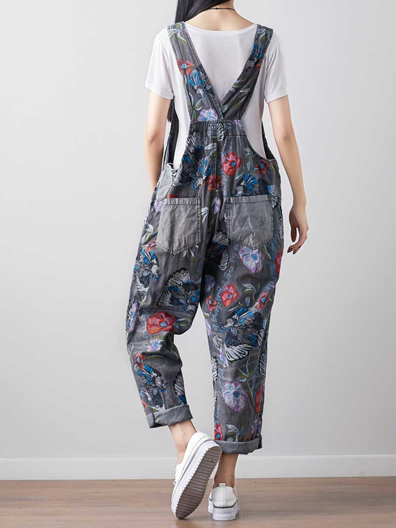 Follow Your Heart Printed Denim Overall Dungarees - Image 2