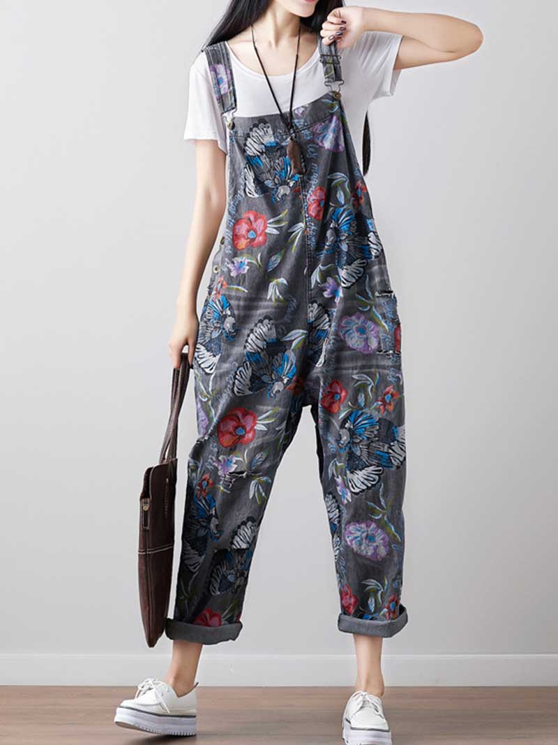 Follow Your Heart Printed Denim Overall Dungarees - Image 4