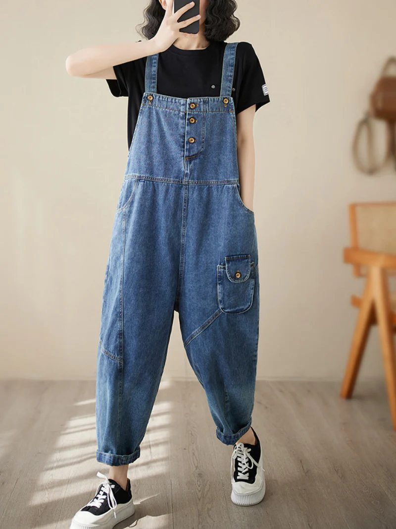 Follow Your Heart Denim High Waist Overall Dungarees - Image 3