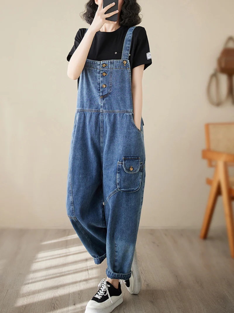 Follow Your Heart Denim High Waist Overall Dungarees - Image 4