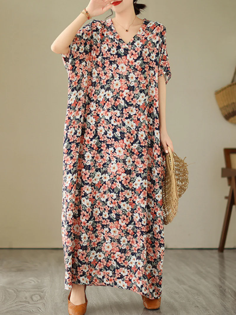 Found You Better Cotton V-neck Kaftan Dress - Image 3