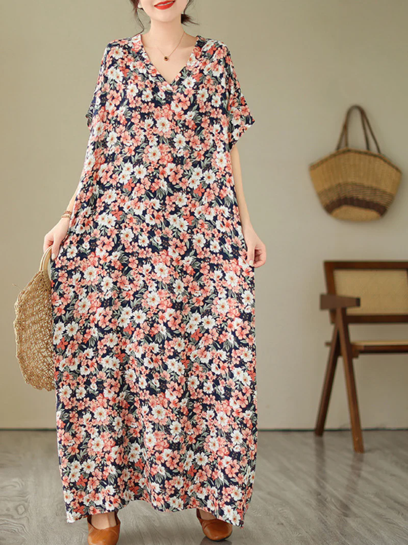Found You Better Cotton V-neck Kaftan Dress - Image 4