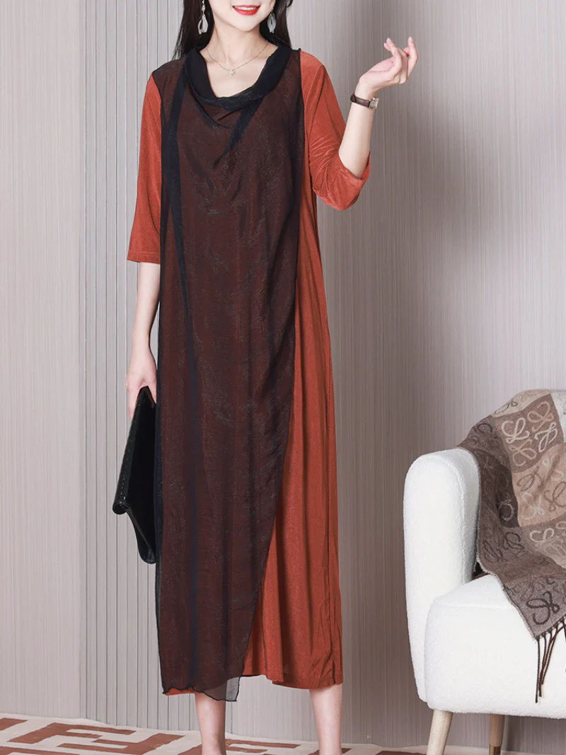 Fragarn Loose Solid Color A-line Dress - Image 2