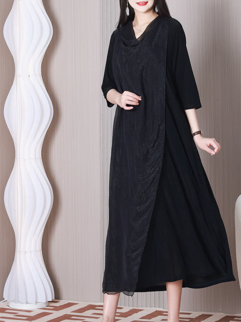 Fragarn Loose Solid Color A-line Dress - Image 3